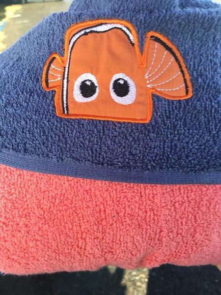Orange fish hooded towel